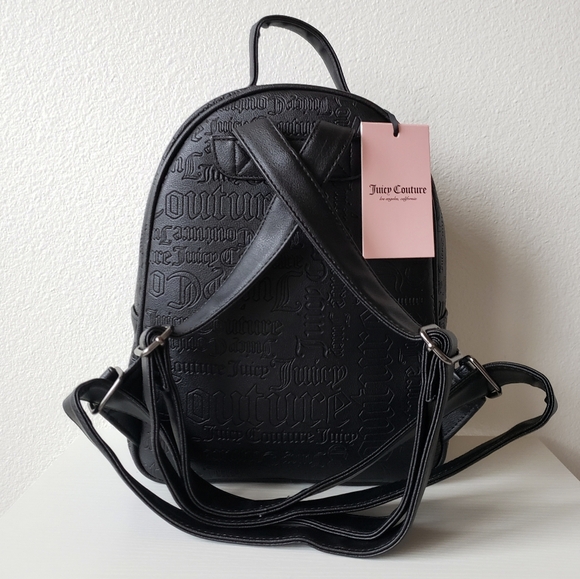 ❌SOLD❌Juicy Couture Backpack 2pc with Pouch Embossed Black Y2k Grunge - Picture 3 of 14